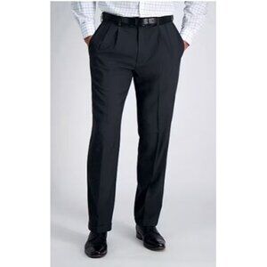 NWT Haggar E-CLO Classic Fit Pleated Hidden Expandable Waist Pant Black 38Wx32 L